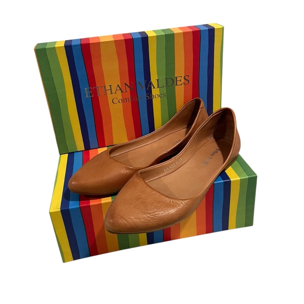 EUC Ethan Valdes Barcelona Tan Leather Flats